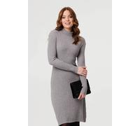 Izabel London Women's Textured Knit Bodycon Midi Dress in Grey | Size: Medium Izabel London Grey M