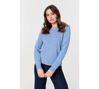 Izabel London Women's Textured Knitted Long Sleeve Jumper in Blue | Size: 16