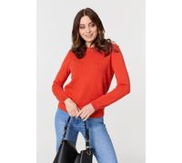 Izabel London Women's Textured Knitted Long Sleeve Jumper in Orange | Size: 8
