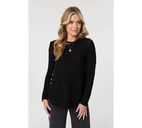 Izabel London Women's Textured Relaxed Long Sleeve Jumper in Black | Size: 8