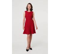 Izabel London Women's Textured Sleeveless Short Skater Dress in Red | Size: 14