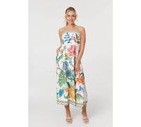 Izabel London Tropical Print Cami Strap Maxi Dress - 12 - White