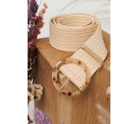 Izabel London Women's Woven Texture Buckle Belt in Cream Izabel London Cream One Size