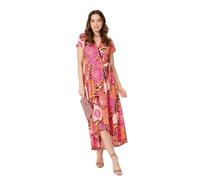 Izabel London Wrap Tea Dress for Women UK with v-Neck, Cap Sleeves, high Low Hem and Maxi Skirt.