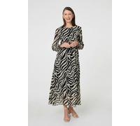 Izabel London Zebra Print Layered Tie Waist Maxi Dress - 12 - Black