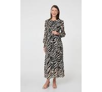 Izabel London Zebra Print Layered Tie Waist Maxi Dress Multi