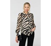 Izabel London Zebra Print Long Sleeve Semi Sheer Shirt - 14 - Black