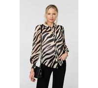 Izabel London Zebra Print Long Sleeve Semi Sheer Shirt - 8 - Black