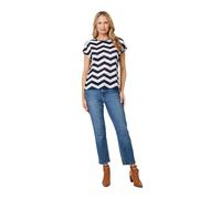 Izabel London Zig Zag Cap Sleeve Slim Fit Top - 14 - Navy
