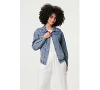 Izabel London Zig Zag Stitch Long Sleeve Denim Jacket - Blue - 12/14