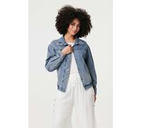Izabel London Zig Zag Stitch Long Sleeve Denim Jacket - Blue - 8/10
