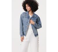 Izabel London Zig Zag Stitch Long Sleeve Denim Jacket - Blue - 12/14