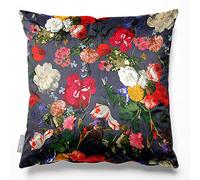 Izabela Peters 45 cm Eco-Friendly Velvet Cushions, Graphite with Multicolors, Floral Pattern, Sofa & Bed Cushions, 1 Count