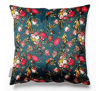 Izabela Peters Cushions With Covers, Filled, Eco-Friendly Velvet, 50 cm, Monkey Puzzle - Teal, for Chair, Sofa, Seat, Large