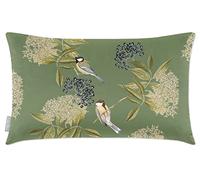 Izabela Peters Cushions With Covers, Filled, Eco-Friendly Velvet, 60 x 40 cm, Bird on Elderflower - Sage, for Chair, Sofa, Seat