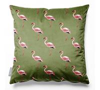 Izabela Peters Cushions With Covers Included, Filled Cushion, Eco-Friendly Velvet Cushions, 40 cm, Flamingos - Sage, Chair Cushions, Sofa Cushions, Seat Cushions, Large Cushions