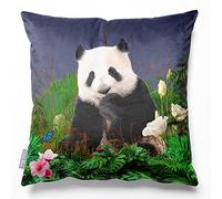 Izabela Peters Cushions With Covers Included, Filled Cushion, Eco-Friendly Velvet Cushions, 40 cm, Forrest Panda - Graphite, Chair Cushions, Sofa Cushions, Seat Cushions, Large Cushions