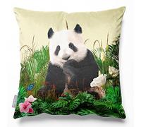 Izabela Peters Cushions With Covers Included, Filled Cushion, Eco-Friendly Velvet Cushions, 40 cm, Forrest Panda - Cream, Chair Cushions, Sofa Cushions, Seat Cushions, Large Cushions