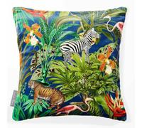 Izabela Peters Cushions With Covers Included, Filled Cushion, Eco-Friendly Velvet Cushions, 40 cm, Jungle Fusion - Estate Blue, Chair Cushions, Sofa Cushions, Seat Cushions, Large Cushions