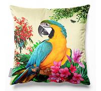 Izabela Peters Cushions With Covers Included, Filled Cushion, Eco-Friendly Velvet Cushions, 40 cm, Princely Parrot - Cream, Chair Cushions, Sofa Cushions, Seat Cushions