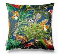 Izabela Peters Cushions With Covers Included, Filled Cushion, Eco-Friendly Velvet Cushions, 45 cm, Jungle Fusion - Estate Blue, Chair Cushions, Sofa Cushions, Seat Cushions, Large Cushions