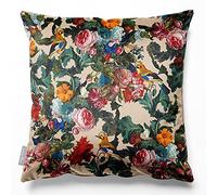 Izabela Peters Cushions With Covers Included, Filled Cushion, Eco-Friendly Velvet Cushions, 50 cm, Birds in Paradise - Ivory Cream, Chair Cushions, Sofa Cushions, Seat Cushions