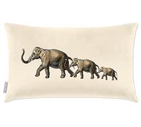 Izabela Peters Cushions With Covers Included, Filled Cushion, Eco-Friendly Velvet Cushions, 50 x 30 cm, Elephants - Ivory Cream, Chair Cushions, Sofa Cushions, Seat Cushions