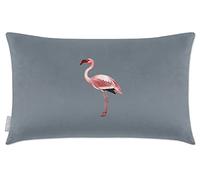 Izabela Peters Cushions With Covers Included, Filled Cushion, Eco-Friendly Velvet Cushions, 50 x 30 cm, Flamingo - French Grey, Chair Cushions, Sofa Cushions, Seat Cushions