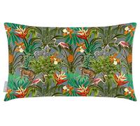Izabela Peters Cushions With Covers Included, Filled Cushion, Eco-Friendly Velvet Cushions, 50 x 30 cm, Jungle Fusion - French Grey, Chair Cushions, Sofa Cushions, Seat Cushions