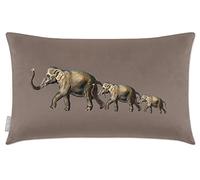 Izabela Peters Cushions With Covers Included, Filled Cushion, Eco-Friendly Velvet Cushions, 50 x 30 cm, Elephants -Dovedale Stone, Chair Cushions, Sofa Cushions, Seat Cushions