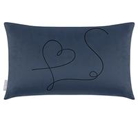 Izabela Peters Cushions With Covers Included, Filled Cushion, Eco-Friendly Velvet Cushions, 50 x 30 cm, Heart - Petrol Blue, Chair Cushions, Sofa Cushions, Seat Cushions