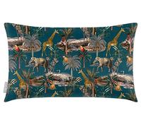 Izabela Peters Cushions With Covers Included, Filled Cushion, Eco-Friendly Velvet Cushions, 50 x 30 cm, Safari Voyage - Teal, Chair Cushions, Sofa Cushions, Seat Cushions