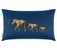 Izabela Peters Cushions With Covers Included, Filled Cushion, Eco-Friendly Velvet Cushions, 50 x 30 cm, Elephants - Estate Blue, Chair Cushions, Sofa Cushions, Seat Cushions