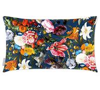 Izabela Peters Cushions With Covers Included, Filled Cushion, Eco-Friendly Velvet Cushions, 50 x 30 cm, Floral Dream - Estate Blue, Chair Cushions, Sofa Cushions, Seat Cushions