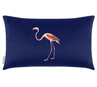 Izabela Peters Cushions With Covers Included, Filled Cushion, Eco-Friendly Velvet Cushions, 50 x 30 cm, Flamingo - Midnight, Chair Cushions, Sofa Cushions, Seat Cushions