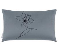 Izabela Peters Cushions With Covers Included, Filled Cushion, Eco-Friendly Velvet Cushions, 50 x 30 cm, Flower - French Grey, Chair Cushions, Sofa Cushions, Seat Cushions