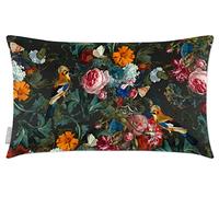 Izabela Peters Cushions With Covers Included, Filled Cushion, Eco-Friendly Velvet Cushions, 50 x 30 cm, Birds in Paradise - Charcoal, Chair Cushions, Sofa Cushions, Seat Cushions