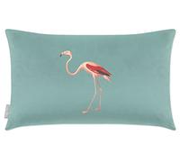 Izabela Peters Cushions With Covers Included, Filled Cushion, Eco-Friendly Velvet Cushions, 50 x 30 cm, Flamingo - Blue Surf, Chair Cushions, Sofa Cushions, Seat Cushions