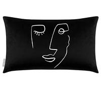 Izabela Peters Cushions With Covers Included, Filled Cushion, Eco-Friendly Velvet Cushions, 50 x 30 cm, Open Face - Black on White, Chair Cushions, Sofa Cushions, Seat Cushions