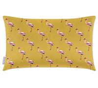 Izabela Peters Cushions With Covers Included, Filled Cushion, Eco-Friendly Velvet Cushions, 50 x 30 cm, Flamingos - Mustard, Chair Cushions, Sofa Cushions, Seat Cushions