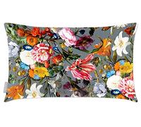 Izabela Peters Cushions With Covers Included, Filled Cushion, Eco-Friendly Velvet Cushions, 50 x 30 cm, Floral Dream - French Grey, Chair Cushions, Sofa Cushions, Seat Cushions