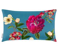 Izabela Peters Cushions With Covers Included, Filled Cushion, Eco-Friendly Velvet Cushions, 50 x 30 cm, Floral Glade - Prussian Blue, Chair Cushions, Sofa Cushions, Seat Cushions