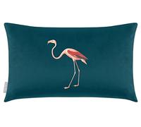 Izabela Peters Cushions With Covers Included, Filled Cushion, Eco-Friendly Velvet Cushions, 50 x 30 cm, Flamingo - Teal, Chair Cushions, Sofa Cushions, Seat Cushions