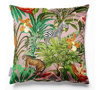 Izabela Peters Cushions With Covers Included, Filled Cushion, Eco-Friendly Velvet Cushions, 60 cm, Jungle Fusion - Rosewater, Chair Cushions, Sofa Cushions, Seat Cushions, Large Cushions