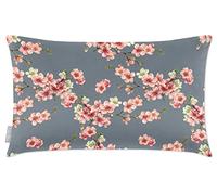 Izabela Peters Eco-Friendly Velvet Cushions, 35 x 55 cm, Cherry Blossom - French Grey, Rectangular, Floral - Medium-sized Cherry Blossoms on French Grey, 1 Count, Living Room, Home Decor, Indoor Use