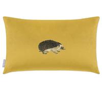 Izabela Peters Eco-Friendly Velvet Cushions, 55 x 35 cm, Hedgehog - Mustard, Chair & Sofa Seat Cushions With Covers Included