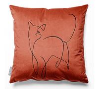 Izabela Peters Eco-Friendly Velvet Cushions, 60 cm, Burnt Ochre, Square, Abstract, Plush, 1 Count