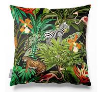 Izabela Peters Eco-Friendly Velvet Cushions - Filled, 50 cm, Jungle Fusion - Charcoal, Sofa & Chair Cushions