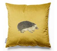 Izabela Peters Eco-Friendly Velvet Cushions - Filled, 60 cm, Hedgehog - Mustard, Chair & Sofa Seat Cushions