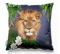 Izabela Peters Filled Cushion With Cover - Eco-Friendly Velvet, 50 cm, Lion King - Graphite, for Chair, Sofa, Seat - Large